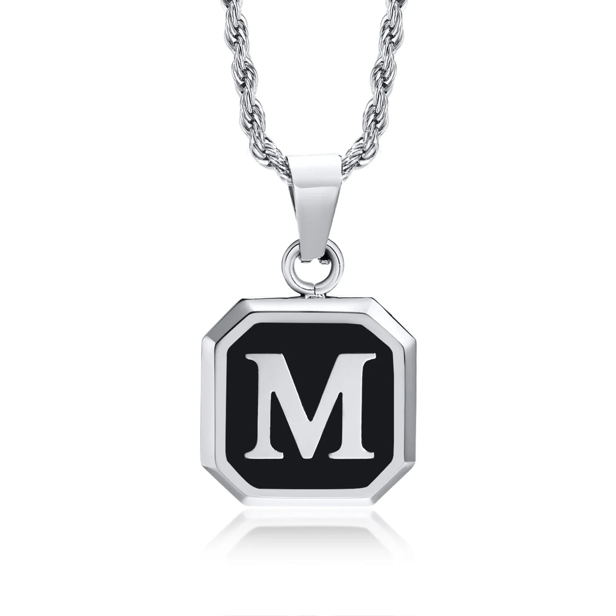 Men's necklace with hexagonal initial pendant m