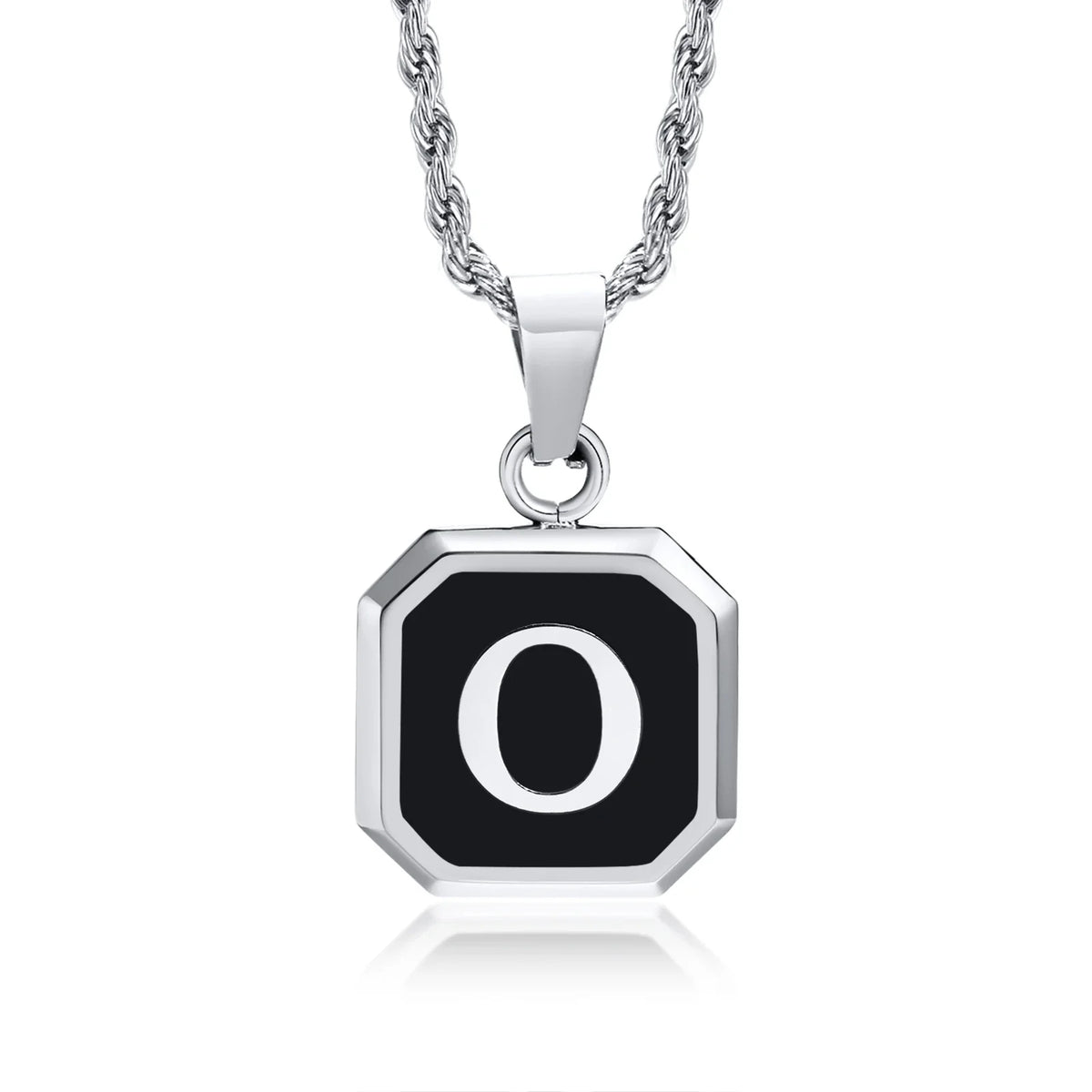 Men's necklace with hexagonal initial pendant o