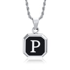 Men's necklace with hexagonal initial pendant p