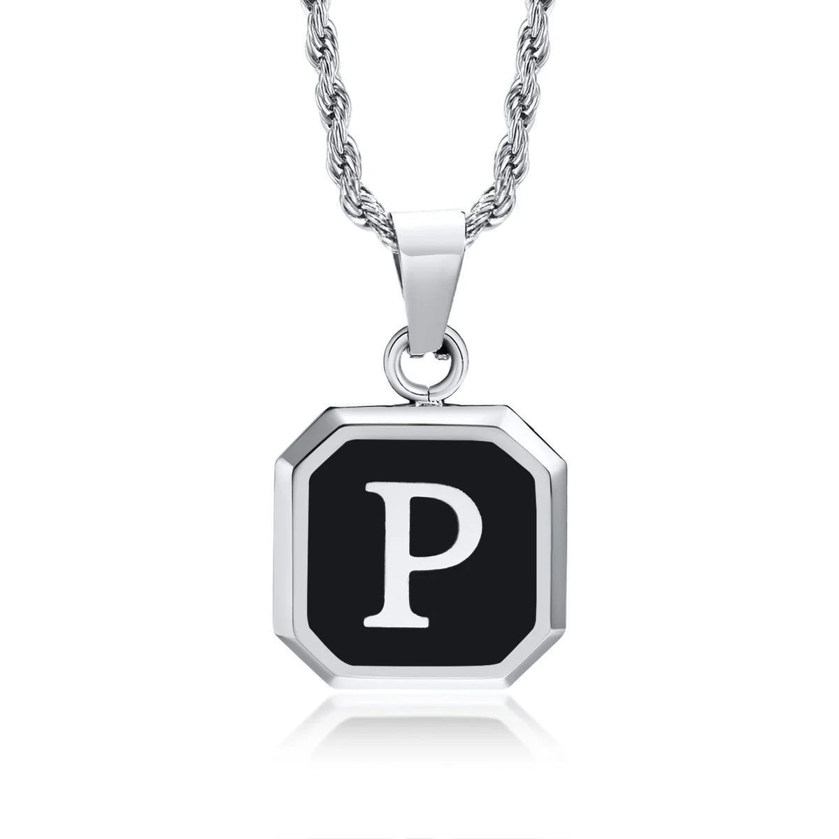 Men's necklace with hexagonal initial pendant p