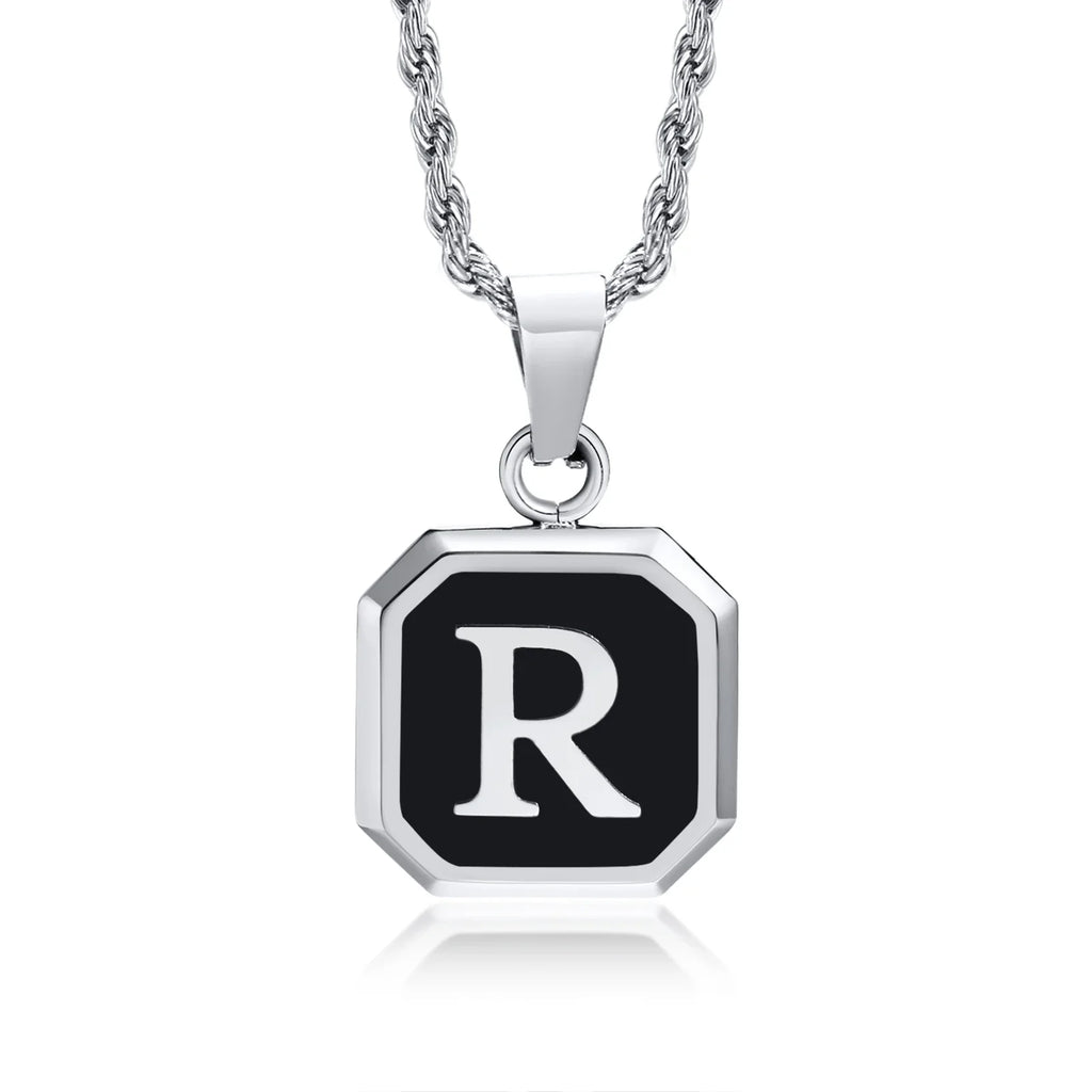 Men's necklace with hexagonal initial pendant r