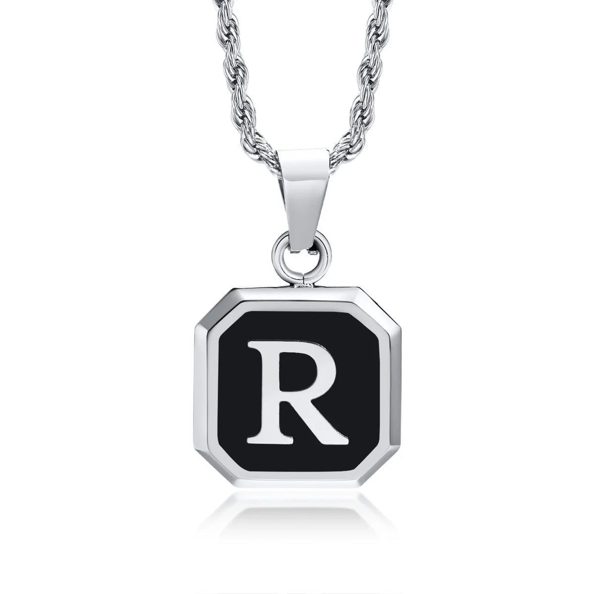 Men's necklace with hexagonal initial pendant r