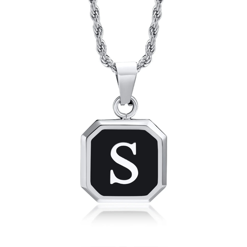 Men's necklace with hexagonal initial pendant s