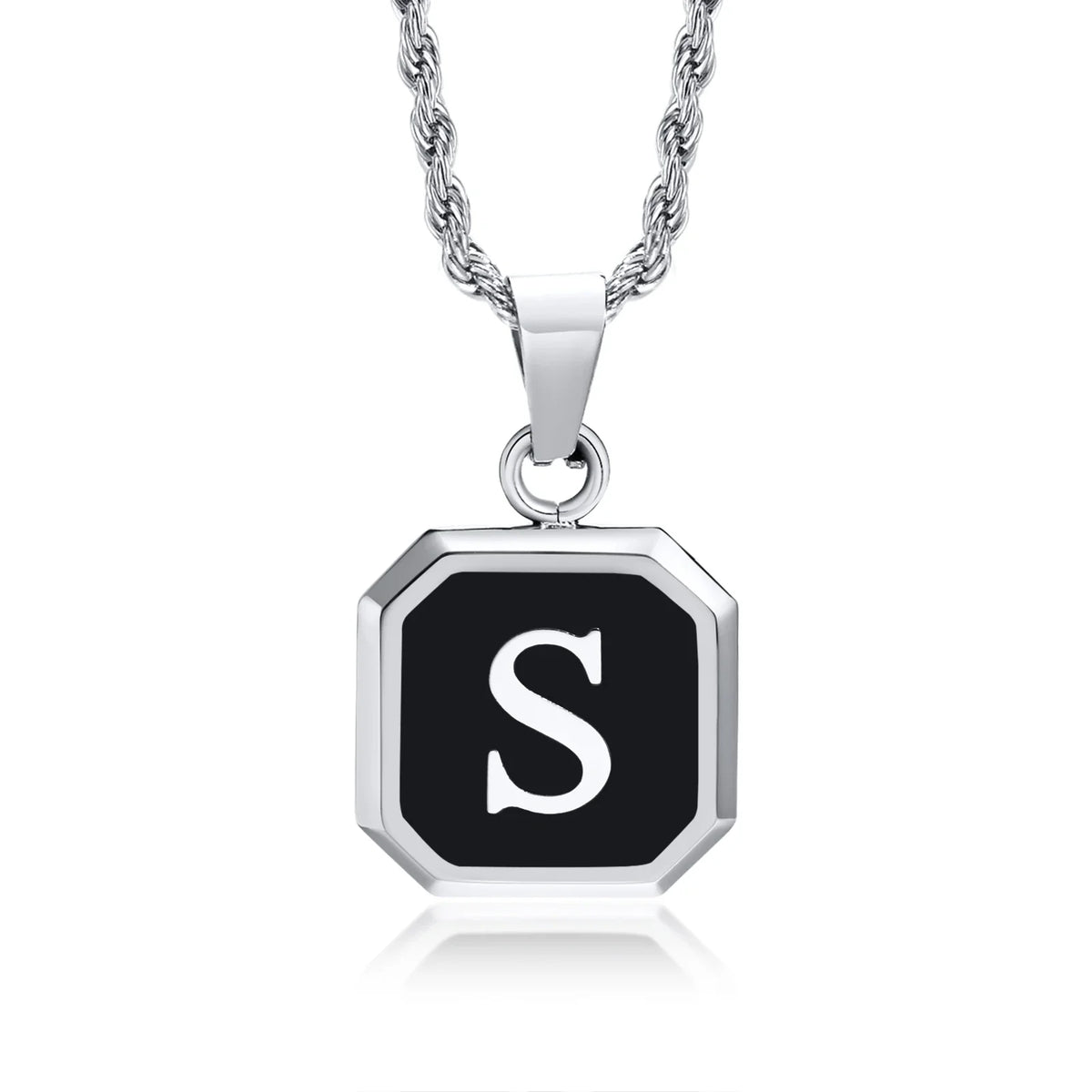 Men's necklace with hexagonal initial pendant s
