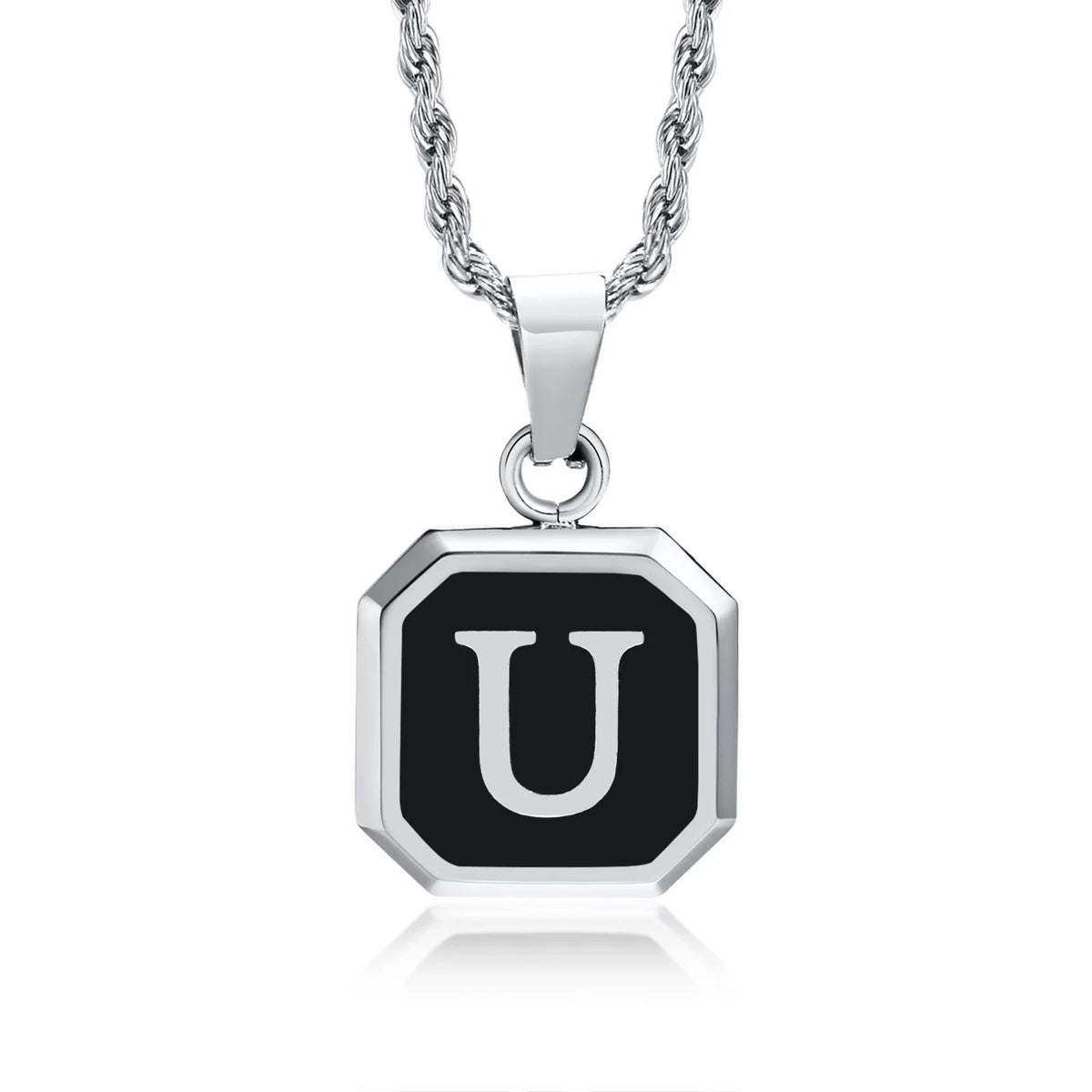 Men's necklace with hexagonal initial pendant u