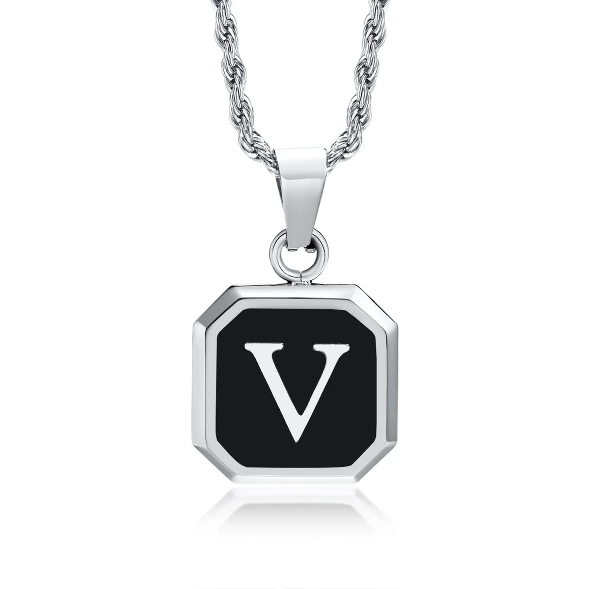 Men's necklace with hexagonal initial pendant v