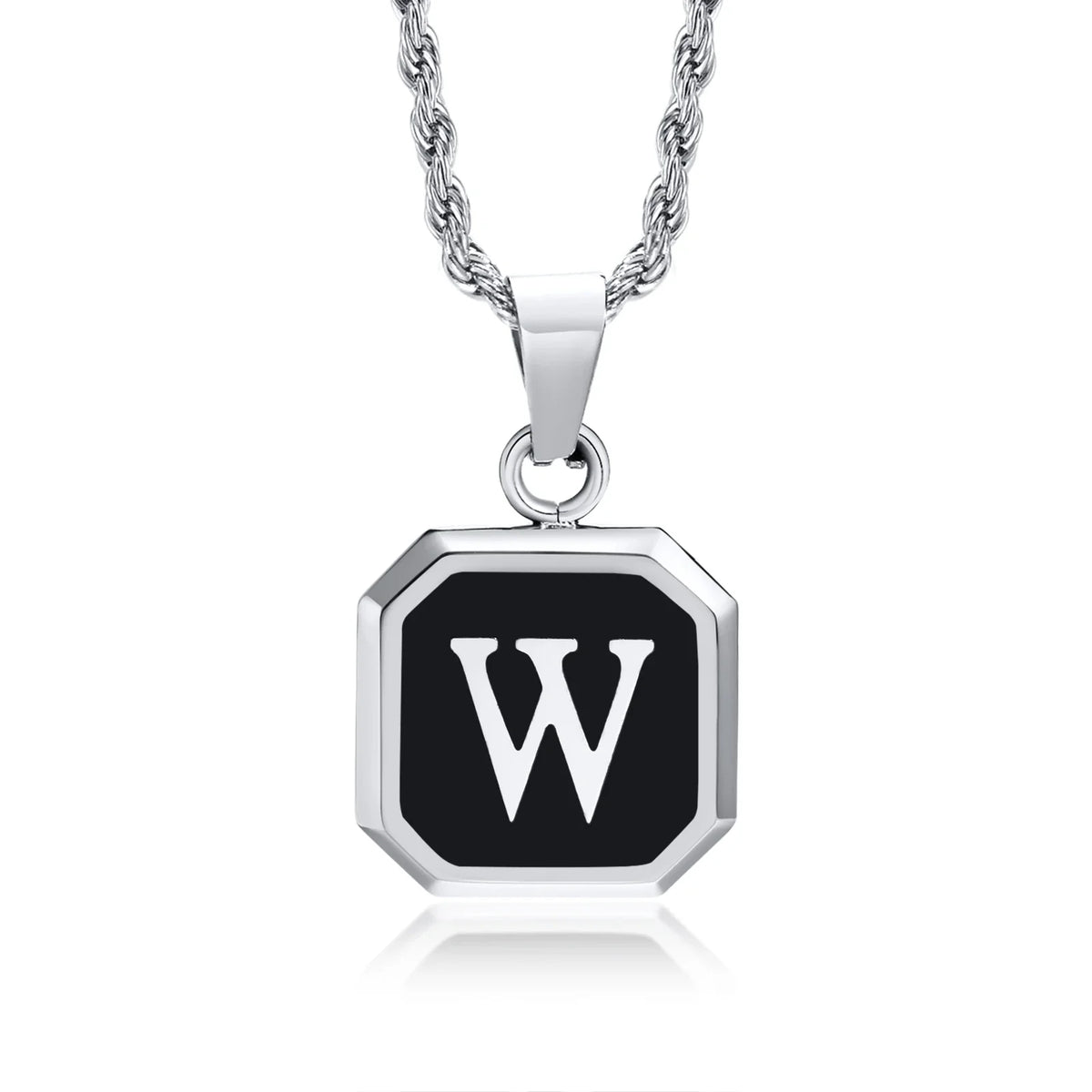 Men's necklace with hexagonal initial pendant w
