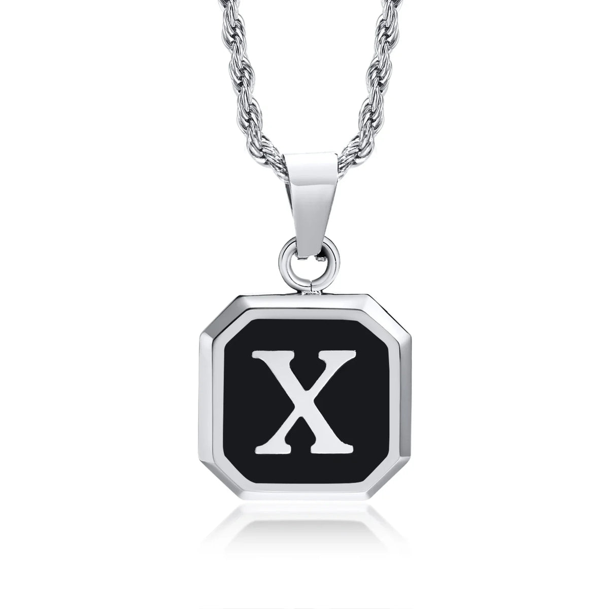 Men's necklace with hexagonal initial pendant x
