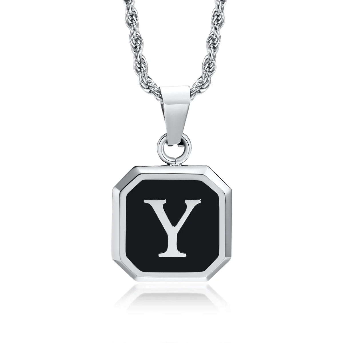 Men's necklace with hexagonal initial pendant y
