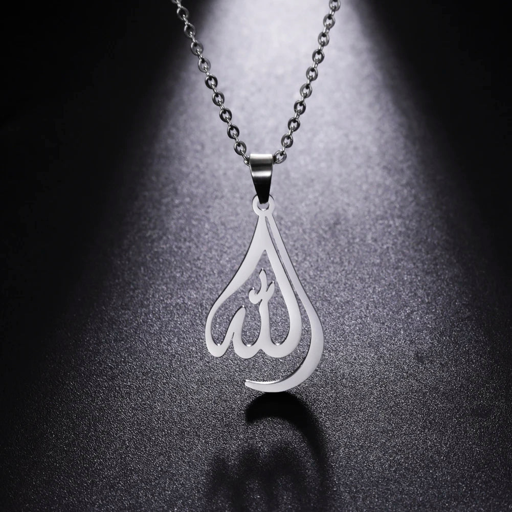 Necklace for men or women with Arabic Muslim Islamic Allah pendant silver