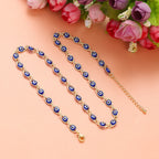 Choker necklace adorned with multiple dark blue blue eye charms