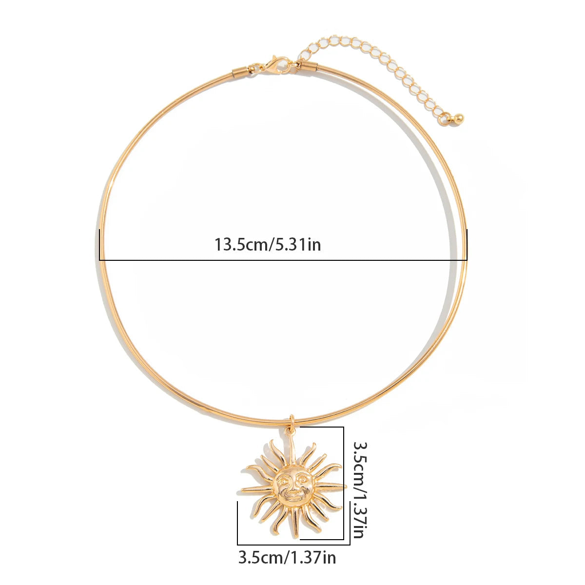 Güneş Kolye Ucu ile Choker Kolye