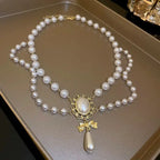 Collier Ras de Cou avec Pendentifs Perles Style Baroque