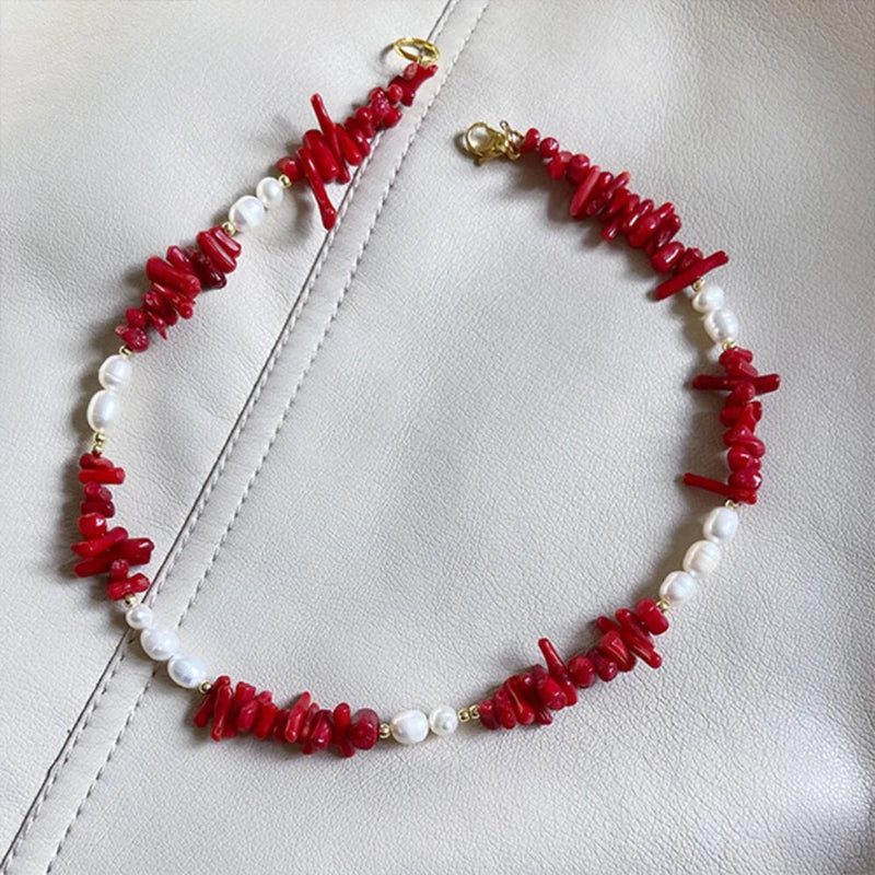 Collier Ras de Cou Pendentif Corail