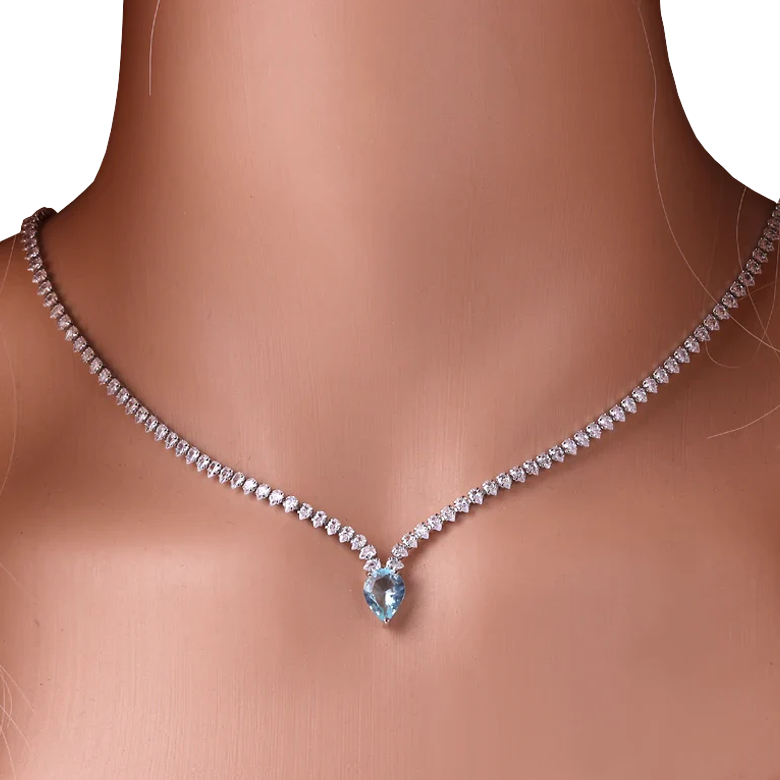 Choker Necklace Teardrop Pendant and Zircon 