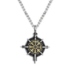 Vegvisir Pusula Kolye Ucu ile Viking Kolyesi altın