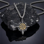 Vegvisir Pusula Kolye Ucu ile Viking Kolyesi altın