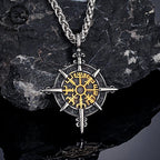 Vegvisir Pusula Kolye Ucu ile Viking Kolyesi altın
