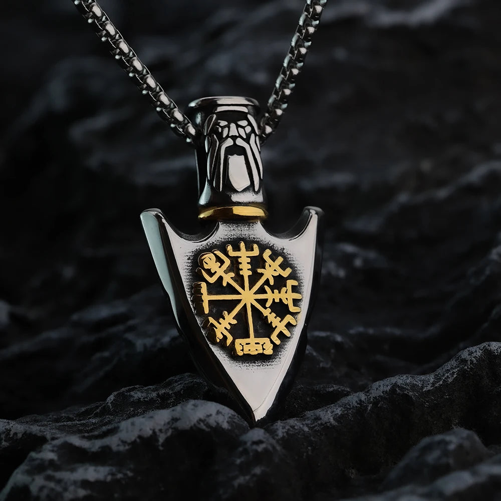 Vegvisir Ok Uçlu Viking Kolye Altın