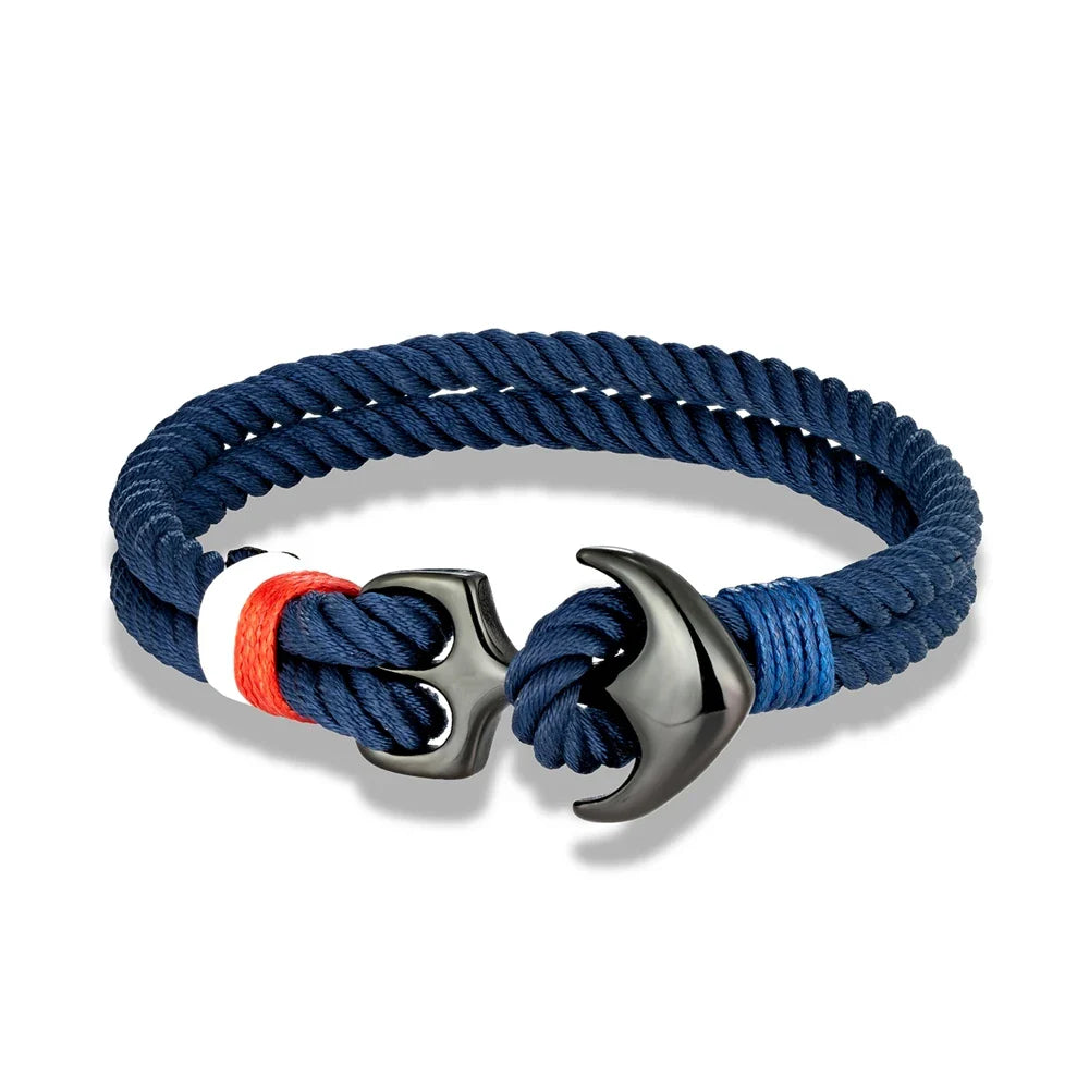 Double anchor bracelet blue