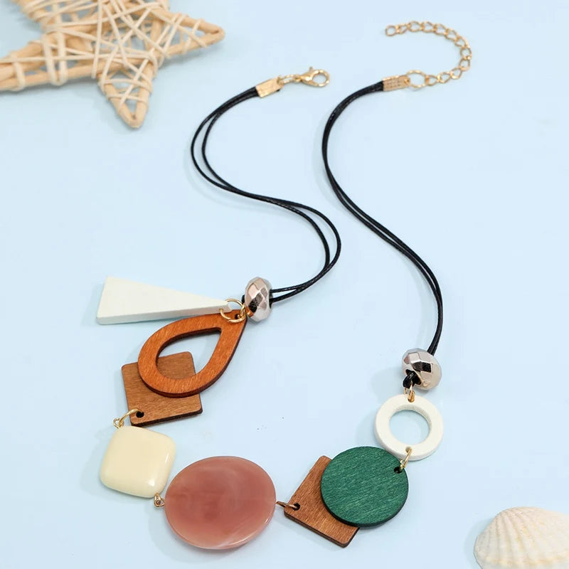 Collier Pendentif Asymétrique de Style Bohême rose