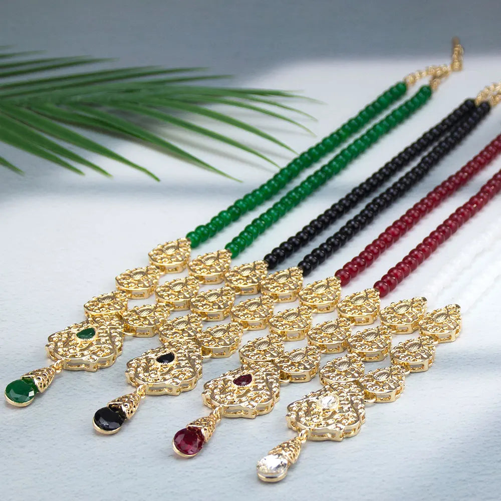 Long necklace with traditional black Arabic wedding pendant