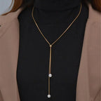 Long Collier Pendentif avec Perles or