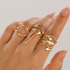 Longue Bague Anneau Goutte d'Eau or