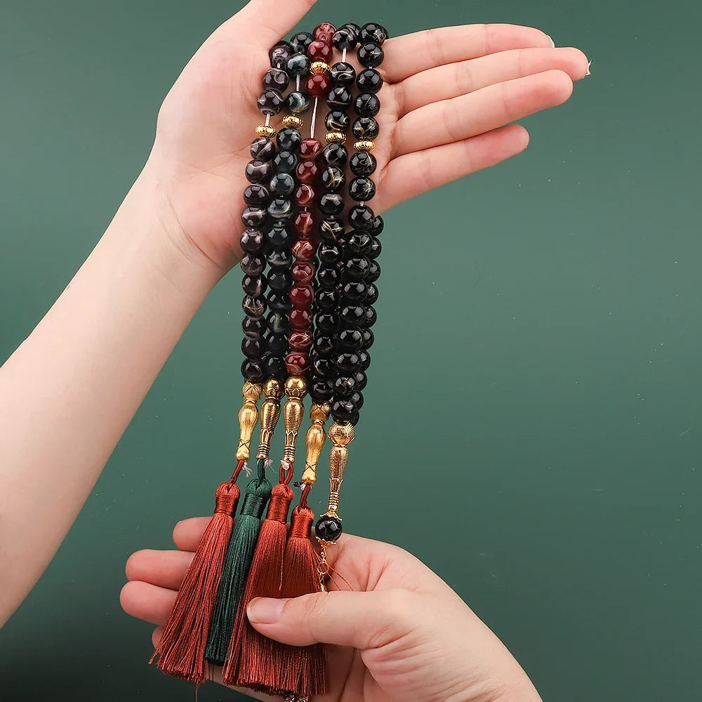 Tasbih pikk 33 musta pärliga - moslemite palvehelmestik