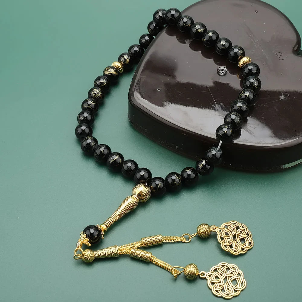 Long 33 Beads Black Tasbih - Muslim Prayer Beads