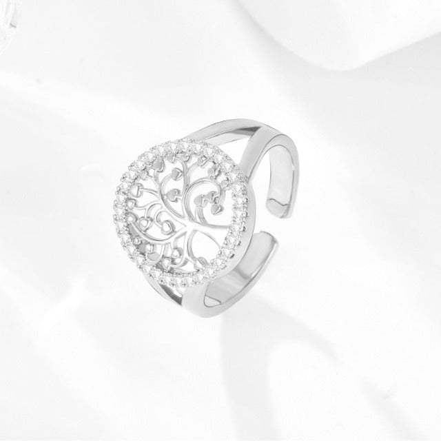 Women's Tree of Life Ring Band Silver