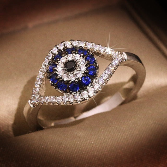 Blue Greek Turkish Evil Eye Ring Matiasma Mataki