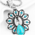Ethnic Silver Turquoise Necklace