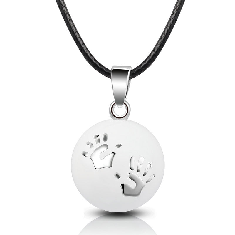 Pregnant Woman Pendant Necklace Pregnancy Bola silver-plated feet