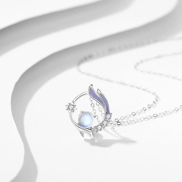 Silver Women's Moonstone Pendant Necklace